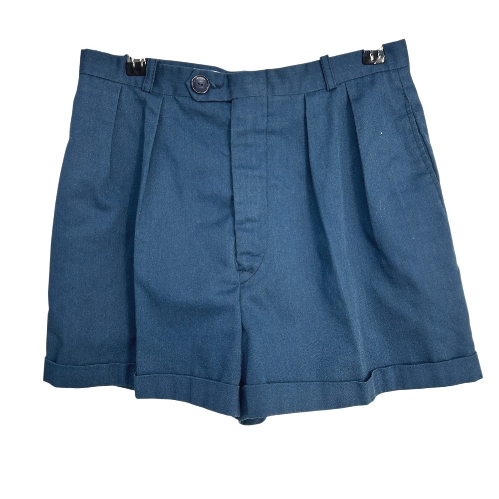 Pleated Tailored Cuffed Shorts Size 10‎ Navy Equestrian Heritage Preppy Golf